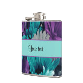 Türkis u. lila Gänseblümchen Flachmann (Links)