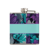 Türkis u. lila Gänseblümchen Flachmann (Rückseite)