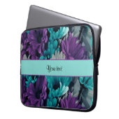 Türkis u. lila Gänseblümchen Laptopschutzhülle (Vorderseite Links)