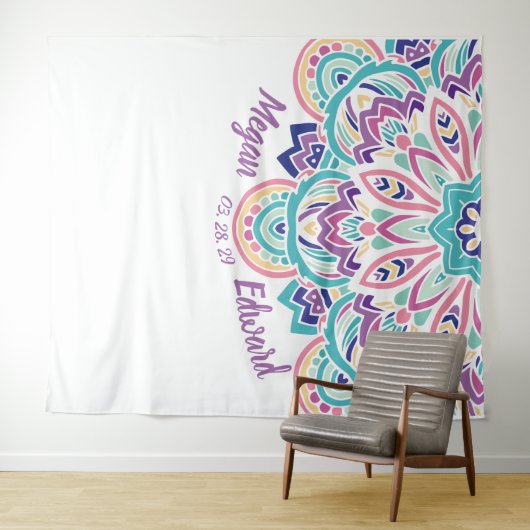 Türkis u. lila moderner wandteppich (Beispiel (Horizontal))