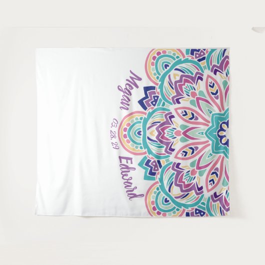 Türkis u. lila moderner wandteppich (Vorderseite (Horizontal))