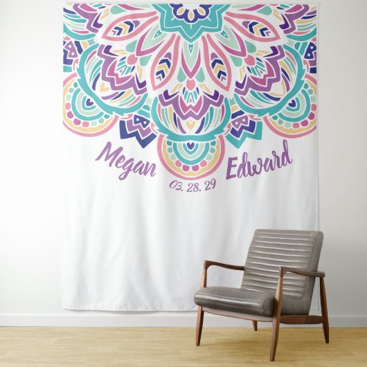 Türkis u. lila moderner wandteppich (Beispiel)