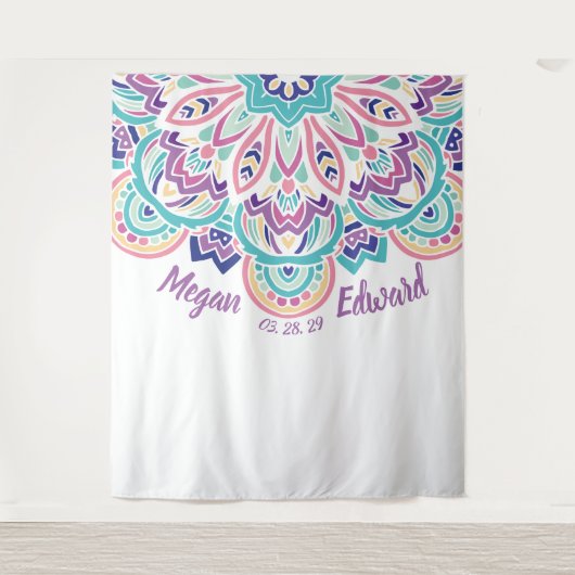 Türkis u. lila moderner wandteppich (Vorderseite)