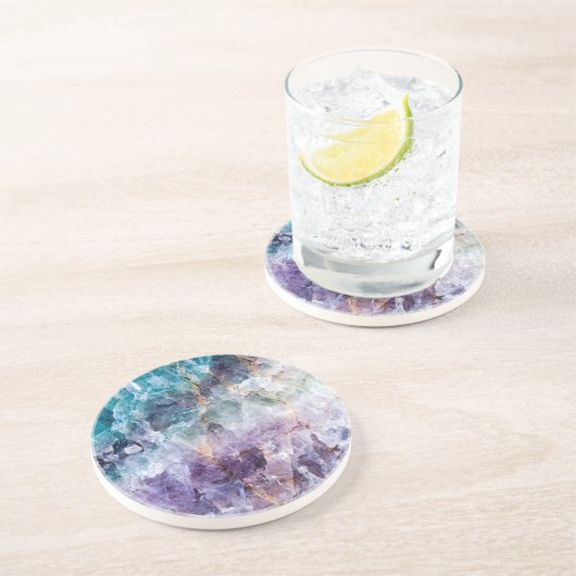 Türkis u. lila Quarz-Kristall Getränkeuntersetzer (Seite)