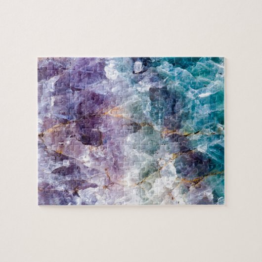 Türkis u. lila Quarz-Kristall Puzzle (Horizontal)