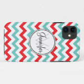 Türkis u. rotes Zickzack Monogramm iPhone 5 Case-Mate iPhone Hülle (Rückseite (Horizontal))