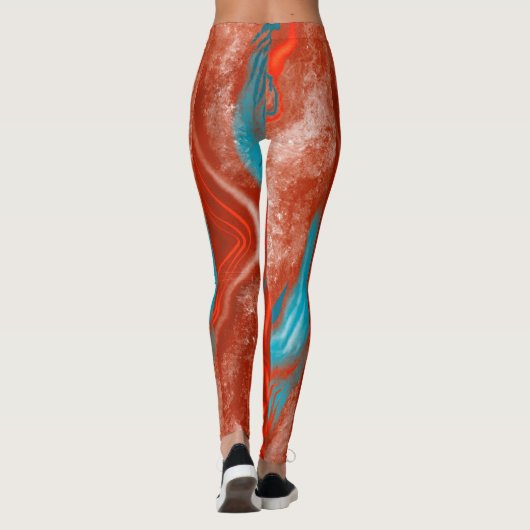 Türkis und abstrakte Leggings (Rückseite)