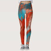 Türkis und abstrakte Leggings (Vorderseite)
