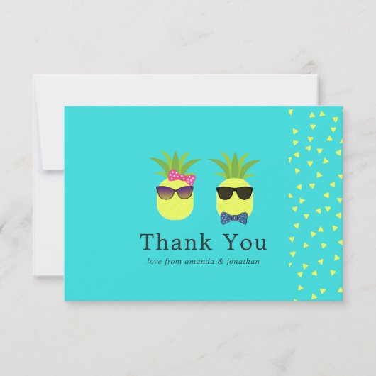 Türkis und Ananas Hochzeit Vielen Dank Dankeskarte (Vorderseite)