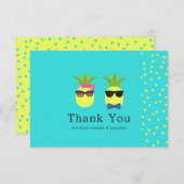 Türkis und Ananas Hochzeit Vielen Dank Dankeskarte (Vorne/Hinten)