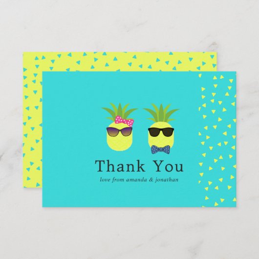 Türkis und Ananas Hochzeit Vielen Dank Dankeskarte (Vorne/Hinten)