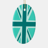 Türkis und Aquamariner Union Jack 2 Keramikornament (Rechts)