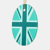 Türkis und Aquamariner Union Jack 2 Keramikornament (Links)