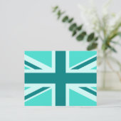 Türkis und Aquamariner Union Jack 2 Postkarte (Stehend Vorderseite)