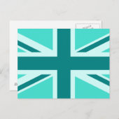 Türkis und Aquamariner Union Jack 2 Postkarte (Vorne/Hinten)