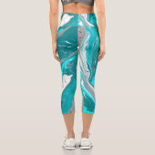Türkis und Aquamarines Marmorwasser Kunst Capri Leggings (Rückseite)