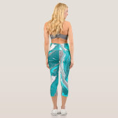 Türkis und Aquamarines Marmorwasser Kunst Capri Leggings (Rückseite)