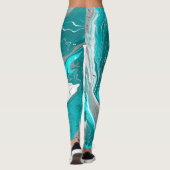 Türkis und Aquamarines Marmorwasser Kunst Leggings (Rückseite)