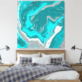 Türkis und Aquamarines Marmorwasser Kunst Leinwanddruck (Insitu (Schlafzimmer))
