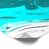 Türkis und Aquamarines Marmorwasser Kunst Poster (Ecke)