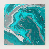 Türkis und Aquamarines Marmorwasser Kunst Puzzle (Horizontal)