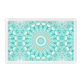 Türkis und Beige Ozean Mandala Muster Acryl Tablett