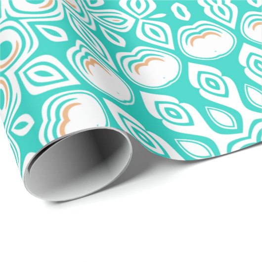 Türkis und Beige Ozean Mandala Muster Geschenkpapier (Rolleneckpunkt)