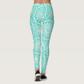 Türkis und Beige Ozean Mandala Muster Leggings (Rückseite)