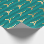 Türkis und BGold Eiffelturm Geschenkpapier (Ecke)