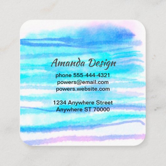 Türkis und Blau abstrakt Quadratische Visitenkarte (Rückseite)