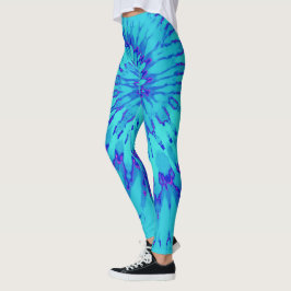 Türkis und Blau mit Magenta Spirale Gefärbte Krawa Leggings