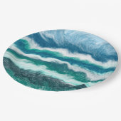 Türkis und Blaue Meereswellen Pappteller (Schrägansicht)