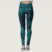 Türkis und Blauer Marmor Abstrakt Leggings (Vorderseite)