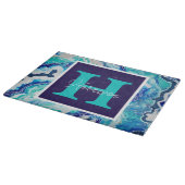 Türkis und Blauer Marmor Personalisiert Schneidebrett (Ecke)