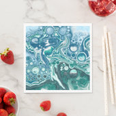 Türkis und Blauer Ozean Waves and Bubbles Serviette (Beispiel)