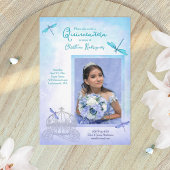 Türkis und Blauer Transport Quinceañera Einladung