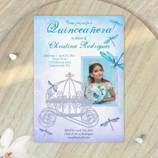 Türkis und Blauer Transport Quinceañera Einladung
