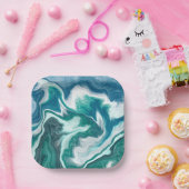 Türkis- und Blue Ocean Wave Wirbel Pappteller (Party)