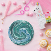 Türkis- und Blue Ocean Wave Wirbel Pappteller (Party)