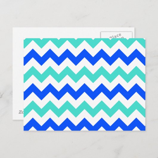 Türkis und Blue Zigzag Postkarte (Vorne/Hinten)