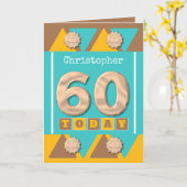 Türkis und braun 60. Geburtstag Karte (Gelbe Blume)