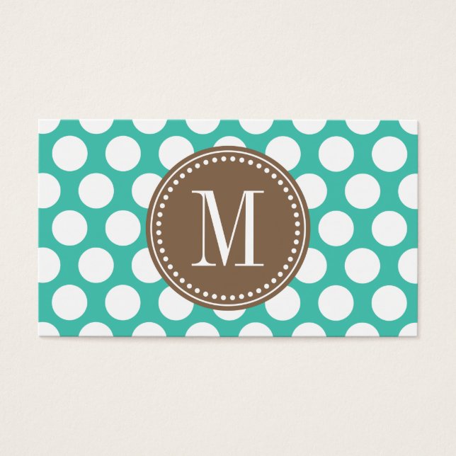 Türkis und Braun | Big Polka Dots Mit Monogramm (Vorderseite)