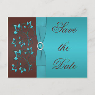 Türkis und Braun Save the Date Ankündigungspostkarte