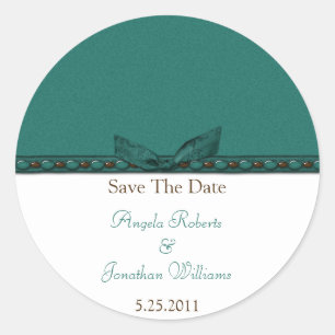 Türkis und Braun Save The Date Aufkleber