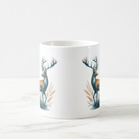 Türkis und Brauner Buck Deer Kaffeetasse (Mittel)