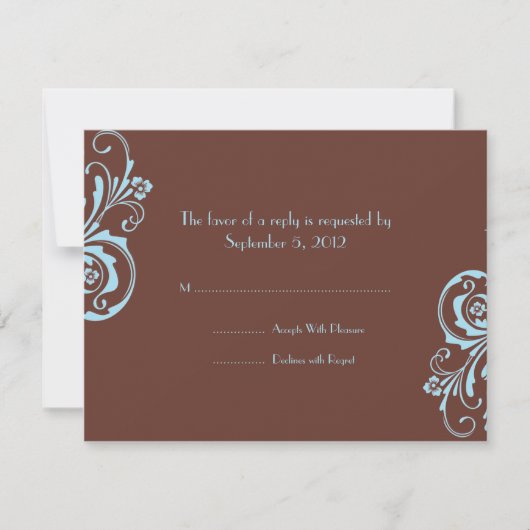 Türkis und brauner Chic RSVP Karte (Vorderseite)