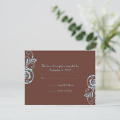 Türkis und brauner Chic RSVP Karte (Stehend Vorderseite)
