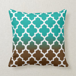 Türkis-und Brown-Mischung Quatrefoil Muster Kissen