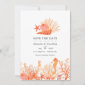 Türkis und Coral Beach Hochzeitsfest Foto Save The Date (Vorderseite)