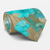 Türkis und cremefarbene Blüten Krawatte (Gerollt)
